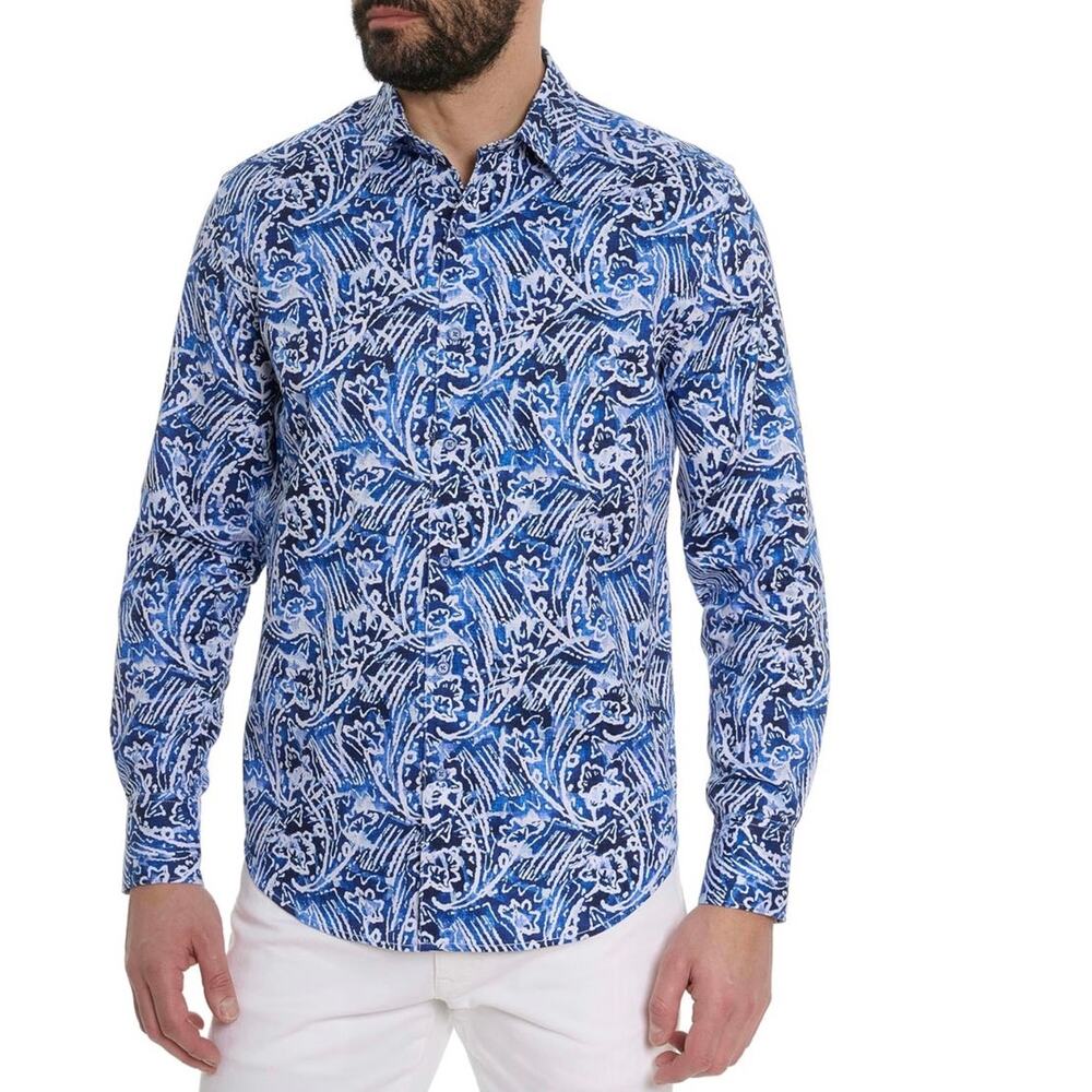 Robert Graham Arches Long Sleeve Button Down Woven Paisley Shirt Men Size S